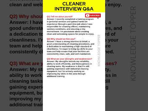Cleaner Interview Questions and Answers | Cleaning Job Interview Questions and Answers